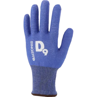 Luva azul com marca Singer e modelo PHS400B visível no dorso