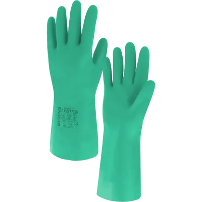 Luvas em nitrilo verde Singer NIT1538 para proteção química com punho longo