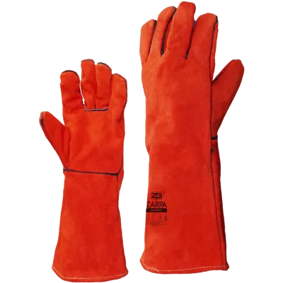 Luvas de soldador Zarpa GS001R em crute vermelho com fio Kevlar®