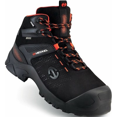 Bota de segurança Heckel MacExpedition 3.0 S7 com detalhes em laranja | Gore-Tex