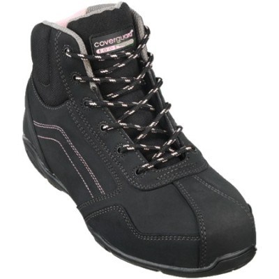 Bota de segurança feminina Coverguard Rubis S3 em nubuck preto com atacadores | S3