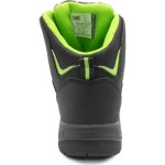 Vista traseira da bota SWS com forro verde perfurado, vista próxima