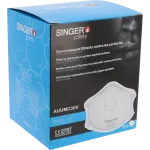 Caixa de 10 máscaras FFP3 Singer AUUMC30V com imagem ilustrativa do modelo.