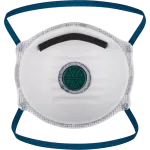 Máscara FFP2 branca com válvula azul e espuma nasal para maior conforto