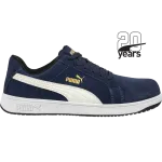 Sapato de segurança Puma Iconic Navy azul com sola branca e faixa Puma