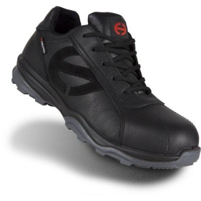 Sapato de segurança Heckel RUN-R 400 S3 em couro preto com sola cinzenta | S3