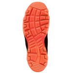 Sola vermelha com rasto profundo e padrão de tração simétrico