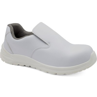 Sapato branco slip‑on com sola espessa e interior acolchoado cinzento