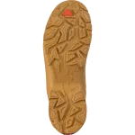 Sola castanha de bota de segurança com rasto profundo e marcações técnicas