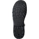 Sola preta com ranhuras profundas e marcações de resistência a óleo e escorregamento