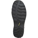 Sola preta de sapato de segurança com padrão de tração profundo e zona central destacada