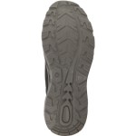 Detalhe da sola com padrão antiderrapante e elementos circulares moldados